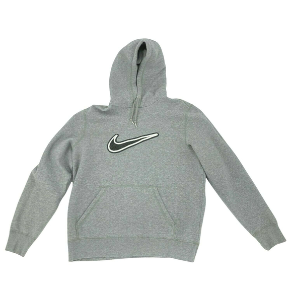 Nike Other - Nike Sweatshirt Big Swoosh Applique Pullover Hoodie Gray Mens Large